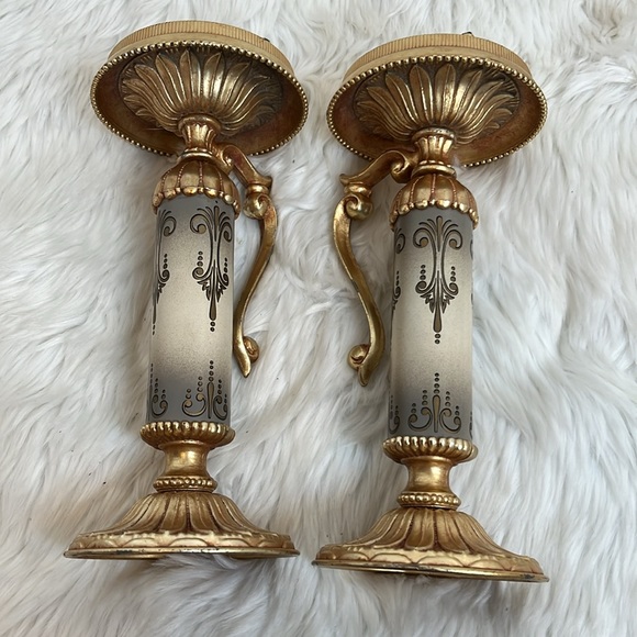 Candelabro Dilly MFG CO. Bundle 2 Gold Candle Stick Holder USA Vintage - Picture 9 of 10